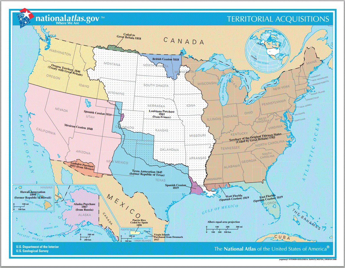 united states territorial acquisitions map since 1783