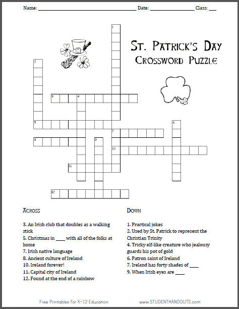 st-patrick-s-day-crossword-puzzle-for-kids-student-handouts