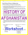 Afghanistan History Fact Worksheet with Questions Afghanistan History Fact Worksheet with Questions