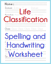 Taxonomic Rank Spelling and Handwriting Worksheet Taxonomic Rank Spelling and Handwriting Worksheet