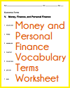 Money and Personal Finance Vocabulary Terms Worksheet Money and Personal Finance Vocabulary Terms Worksheet