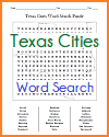 Texas Cities Word Search Puzzle