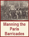 Defending the Paris Barricades in 1848 French Revolution of 1848. Defending the street barricades. From a contemporary print.