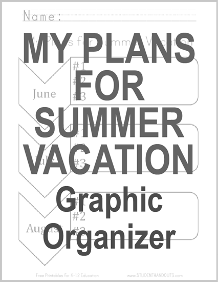 My Plans for Summer Vacation - Free printable graphic organizer worksheet (PDF file).