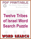 Twelve Tribes of Israel Word Search Puzzle