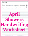 April Showers Handwriting Worksheet April Showers Handwriting Worksheet
