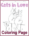 Cats in Love Coloring Sheet for Valentine's Day