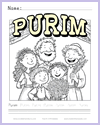 Purim Coloring Page with Handwriting Practice