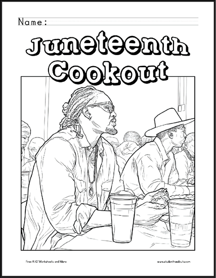 Juneteenth Cookout Coloring Page for Kids - Free to print (PDF file).