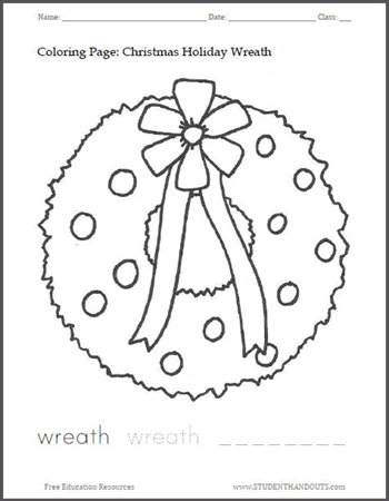 Christmas Wreath Coloring Page