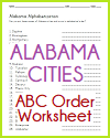 Alabama Cities in ABC Order Worksheet Alabama Cities in ABC Order Worksheet