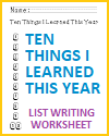 Ten Things I Learned this Year Writing Prompt Ten Things I Learned this Year Writing Prompt