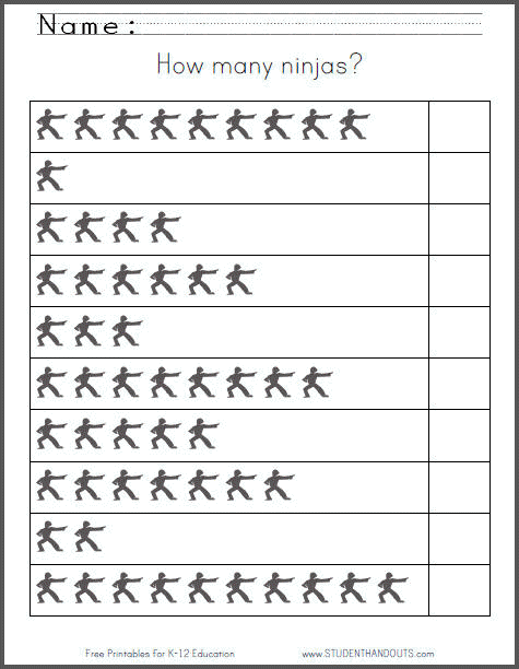 How many ninjas? Counting Worksheet