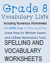 Grade 8 Vocabulary Terms and Worksheets Grade 8 Vocabulary Terms and Worksheets