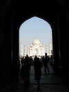 The Taj Mahal, framed by its gateway entrance. Taj Mahal Gateway Entrance