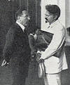 Russian revolutionary Leon Trotsky (right) with Giacinto Menottie, leader of the Italian Socialist Party (PSI), in Italy. Giacinto Menotti and Trotsky