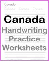 Canada Handwriting Practice Worksheets