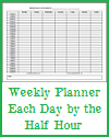 Weekly Planner for Each Day by the Half Hour PDF Printable