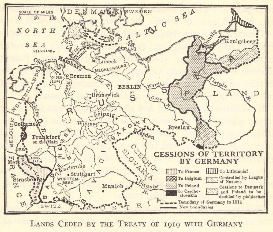 German Cessions Following WWI