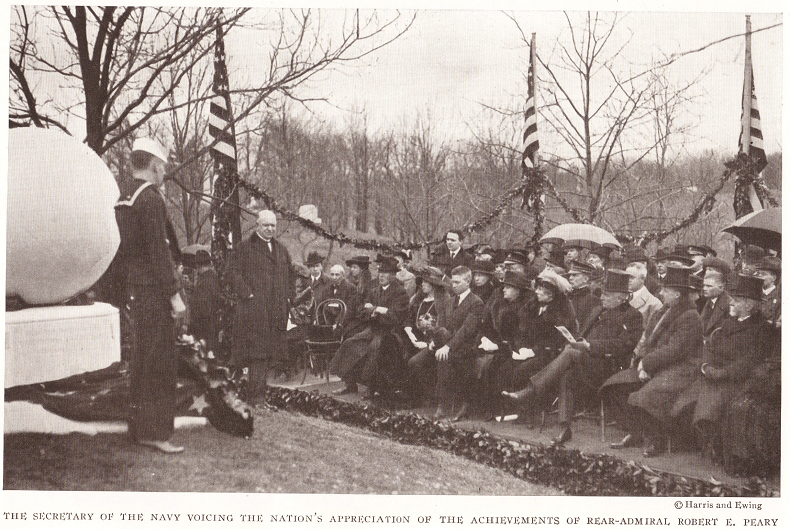 The U.S. Secretary of the Navy Edwin C. Denby (1870-1929) voicing the nation's appreciation of the achievements of Rear-Admiral Robert E. Peary.