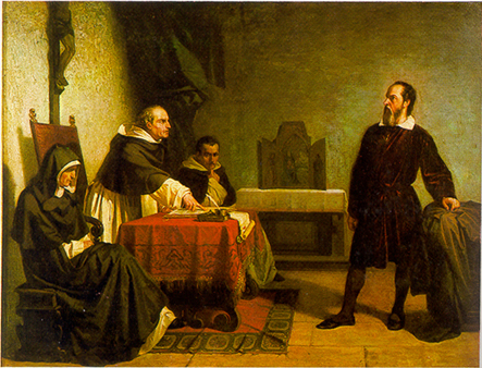 Galileo Facing the Roman Inquisition - Painting by Cristiano Banti