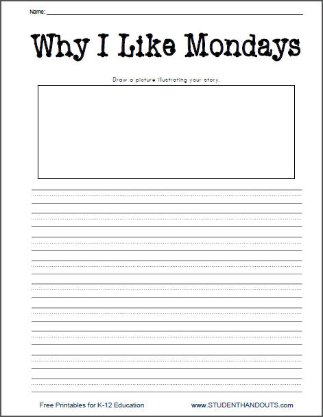 Why I Like Mondays Printable Lined Writing Prompt Worksheet