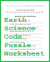 Earth Science Decipher-the-Code Puzzle Worksheet Earth Science Decipher-the-Code Puzzle Worksheet