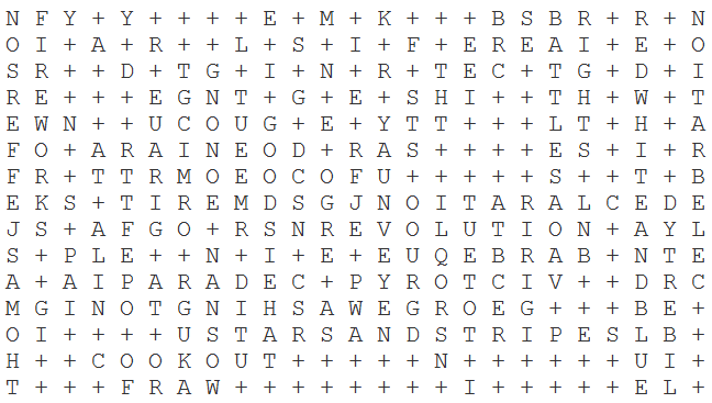 Fourth of July Word Search Puzzle Answer Key