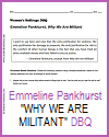 Emmeline Pankhurst "Why We Are Militant" DBQ Worksheet Emmeline Pankhurst "Why We Are Militant" DBQ Worksheet