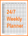 24-7 Weekly Planner Calendar Sheet 24-7 Weekly Planner Calendar Sheet