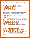 For Whom the Bellwork Tolls Worksheet Who or Whom Grammar Worksheet