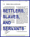 Settlers, Slaves. and Servants Reading with Questions Settlers, Slaves. and Servants Reading with Questions