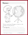 Paraguay on the Globe Coloring Sheet Paraguay on the Globe Coloring Sheet