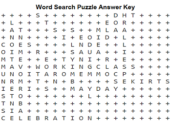 International Workers' Day Word Search Puzzle Answer Key