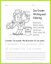 Scream for Ice Cream Coloring and Writing Practice Page Scream for Ice Cream Coloring and Writing Practice Page