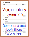 Vocabulary Terms 7.5 Sentences and Definitions Worksheet Vocabulary Terms 7.5 Sentences and Definitions Worksheet