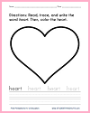 Heart Coloring Page with Writing Practice Heart Coloring Page with Writing Practice