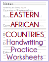 Eastern African Countries Handwriting and Spelling Worksheets Eastern African Countries Handwriting and Spelling Worksheets