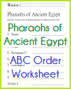 Egyptian Pharaohs in ABC Order Worksheet