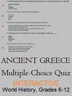 Ancient Greece Interactive Multiple-choice Test - Check your knowledge for free online. For high school World History teachers and students.