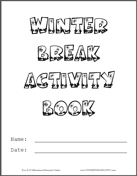 Winter Break DIY Activity Book Cover - Free to print (PDF file).