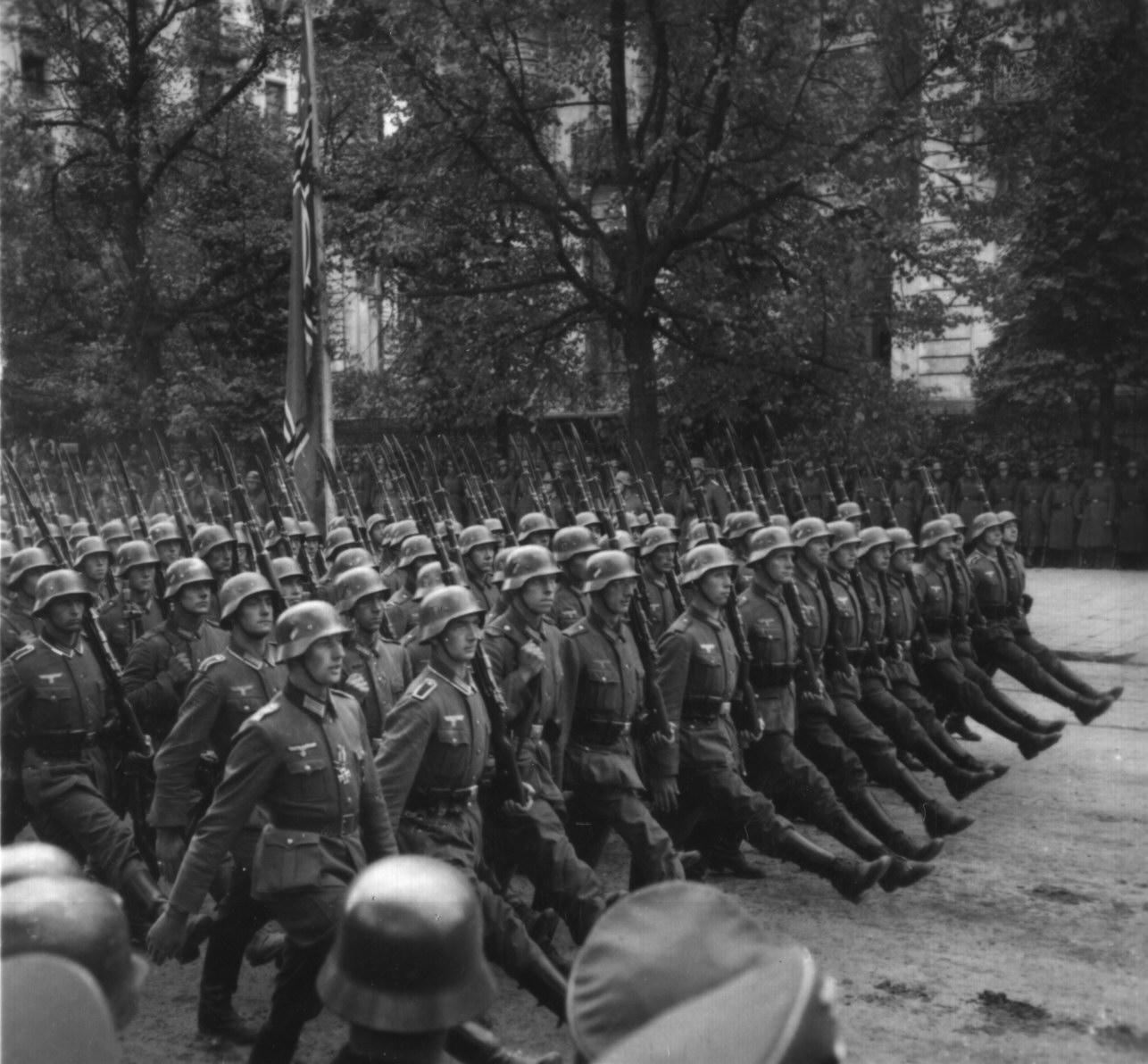 Nazi Troops Marching Through Warsaw, Poland