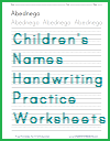 Individual Children's Names Handwriting Practice Individual Children's Names Handwriting Practice