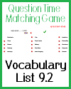 Vocabulary Terms 9.2 Question Time Matching Game Vocabulary Terms 9.2 Question Time Matching Game