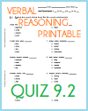 Quiz #2 - Grade 9 Printable Verbal Reasoning Quiz #2 - Grade 9 Printable Verbal Reasoning
