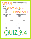 Quiz #4 - Grade 9 Printable Verbal Reasoning Quiz #4 - Grade 9 Printable Verbal Reasoning