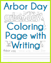 Arbor Day Coloring and Handwriting Worksheet
