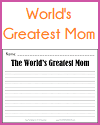 World's Greatest Mom Writing Prompt World's Greatest Mom Writing Prompt