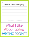 What I Like About Spring Lined Writing Prompt for Lower Elementary What I Like About Spring Lined Writing Prompt for Lower Elementary