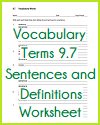 Vocabulary Terms 9.7 Sentences and Definitions Worksheet Vocabulary Terms 9.7 Sentences and Definitions Worksheet